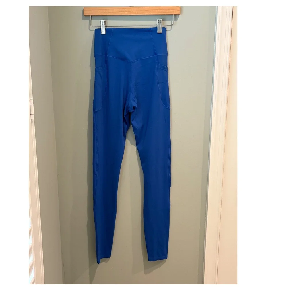Halara Crossover‎ Waist High Rise Full Length Leggings with Pockets Blue Size M